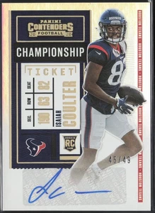 Isaiah Coulter RC Rookie 2020 Contenders Championship Ticket 203 /49 Auto Texans - Picture 1 of 2