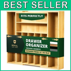 Varnished Bamboo Silverware Tray Divider - 9 Compartment - Picture 1 of 11