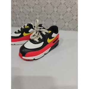 Kleinkind Nike Air Max 90 Schuhe schwarz rot weiß gelb Freizeit Turnschuhe Größe 8C - Bild 1 von 10