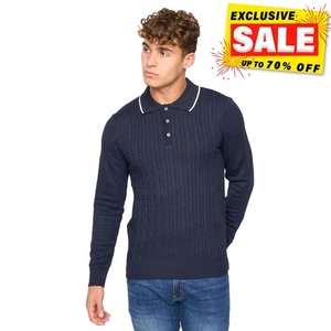 Bewley & Ritch Ambrosden Mens Polo Neck Knitted Jumper Sweatshirt Knitwear Navy - Picture 1 of 4