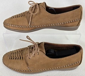 Dexter USA Damenschuhe 7,5 Mokassins beige weiches Nubukleder Schnürschuhe bequem - Bild 1 von 9