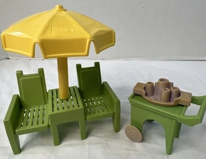 Vintage Playskool Dollhouse Furniture & Accessories for Front Porch Umbrella - Picture 1 of 19