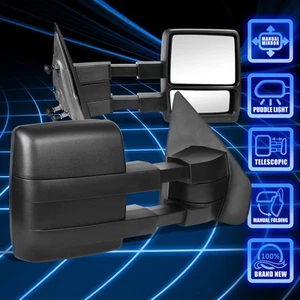 For 04-14 Ford F150 Pair Black Manual Extendable Side Towing Mirrors Replacement - Picture 1 of 8