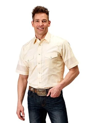 Camisa Roper Western Para Hombres S/S Crema Sólida a Presión 01-002-0173-0369 WH Foto 1 de 2