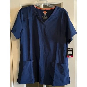 NWT Dickies EDS Essentials Contemporary Women's Scrub Top Size L Navy DK615 - Picture 1 of 13