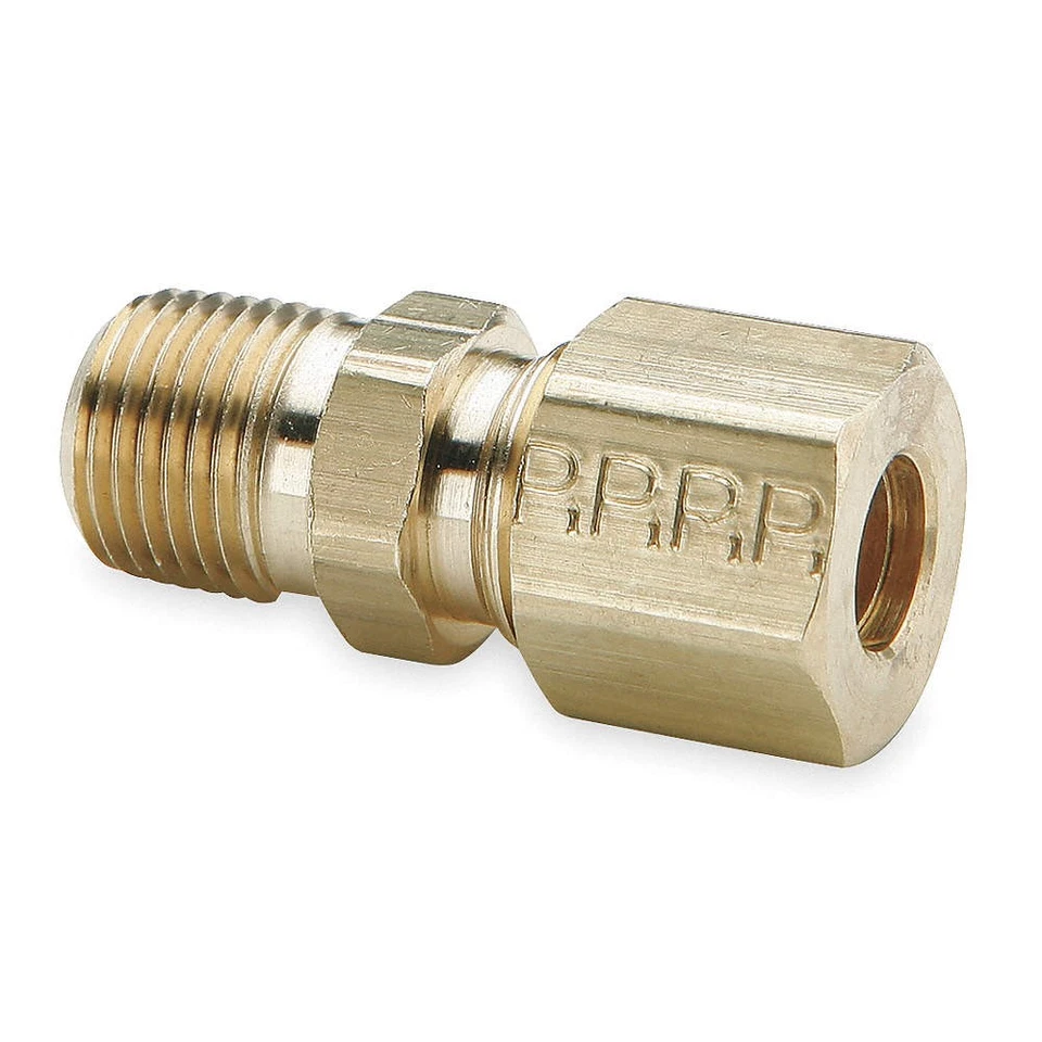 PARKER 68C-10-6 Connector,Brass,CompxM,5/8Inx3/8In,PK10 1VDD7 - Image 1 of 1