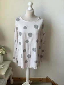 MADE IN ITALY Rose Pink Silver Spot Print Tunic Top Size XL 16/18 Long Sleeve - Picture 1 of 8