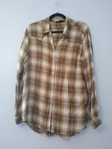 Jane & Delancey Western Shirt XL Pearl Snap Olive Green V Neck Cowgirl Rodeo - Picture 1 of 11