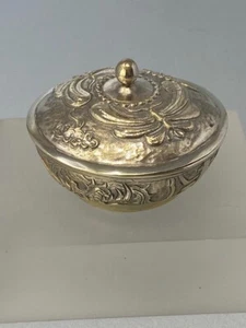 Vintage Ornate Yellow Metal Oriental Trinket Box - Picture 1 of 6