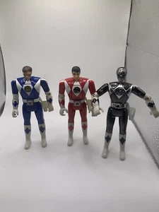 Figura de acción Power Ranger roja y azul 1993 vintage Bandai 4"" + negro metálico 95 - Imagen 1 de 3
