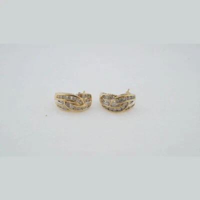  Pendientes Huggie de diamantes - Oro amarillo de 10k - 0.55 TCW Foto 1 de 4