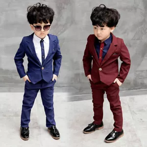 Handsome Kids Baby Boy Formal Wedding Suit Coat+Shirt+Pants Gentleman Outfits - Picture 1 of 17