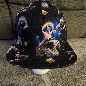 Spongebob Square Pants Patrick Star Cosmic Sloth Hat Cap Snapback Adjustable Blk - Picture 1 of 7