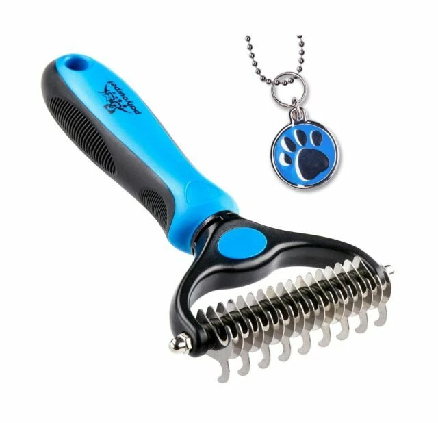 Grooming Tool 2 Sided Undercoat Rake for Pet Cats & Dogs Safe Dematting Comb