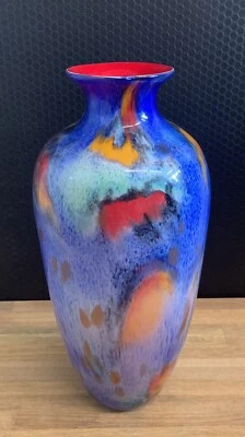 XL Glasvase Vase Blumenvase Kunstvase Tischvase Glaskunst Murano Stil Blumen Neu - Bild 1 von 4