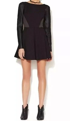 Vestido Anthropologie X Stella & Jamie Negro Rio Cuero Mezcla Media Gótico | M Nuevo con Etiquetas Foto 1 de 4