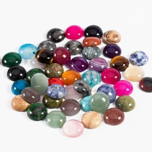 2|10 Edelstein Cabochons 12 mm Sortenrein Achat Amethyst Quartz Türkis sortiert - Bild 1 von 13