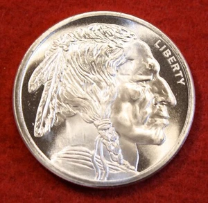 Buffalo Indian design 1 oz .999% Silver GSM round bullion coin A1 - Picture 1 of 2