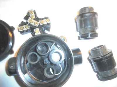 34658a alte Bakelit Abzweigdose IP55 Mars DDR unbenutzt 380 V 2,5 A 2 Manschette - Bild 1 von 3