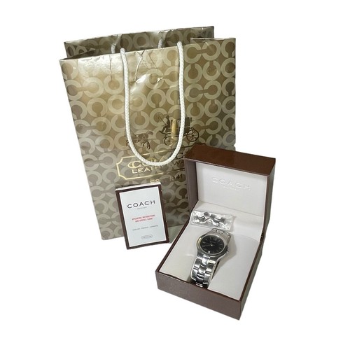 Orologio Coach Donna Acciaio Inox Quadrante Nero 0810 Scatola Libro Borsa Maglia Necessità Batteria