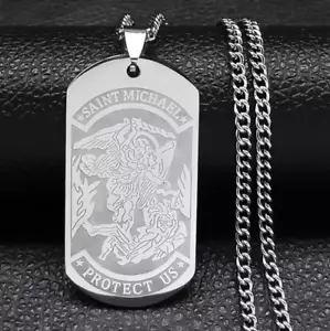 New Archangel Saint Michael Medal Necklace Stainless Steel Chain Protection - Picture 1 of 5