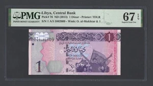 Libia One Dinar ND (2013) P76 Sin Circular Grado 67 - Imagen 1 de 2