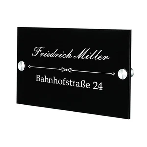 Acryltafel Türschild inkl. Gravur Motiv Familienname mit Straße und Hausnummer - Bild 1 von 4