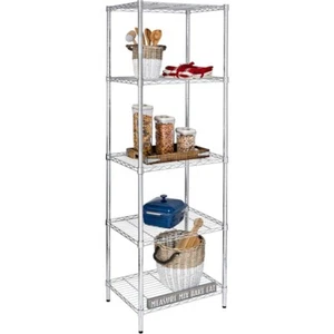 5-tier Chrome Shelving Unit 250 Lbs Standing Organizer Shelf Rack Storage New - Picture 1 of 5
