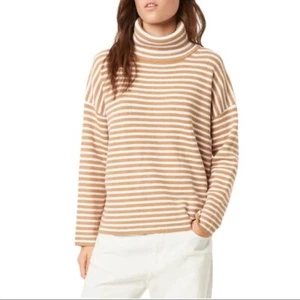 French Connection Stripe Micro Ribbed Turtleneck Sweater Size XS - Picture 1 of 6