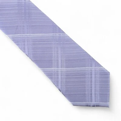 Calvin Klein Men's Briar Plaid Tie Necktie Classic 3" Lilac Silk Blend $69 - Image 1 of 4