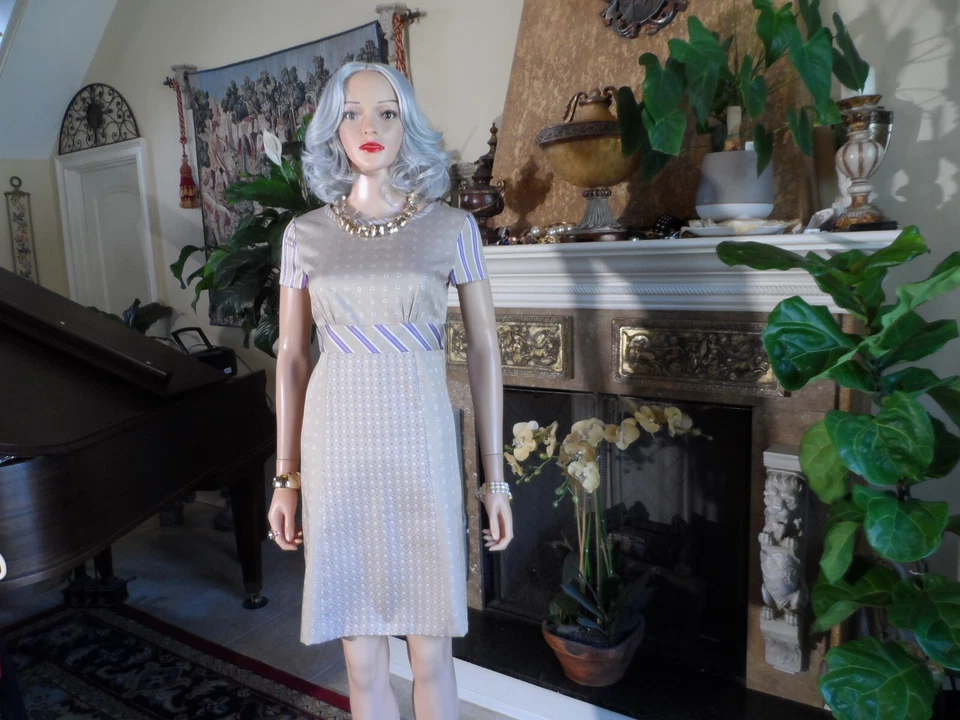 Vestido Philosophy Di Alberta Ferretti Beige Multi Vaina Talla US 4 Foto 1 de 4