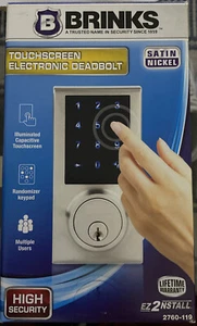 Brinks High Security Touchscreen Electronic Deadbolt 2760-119 Satin Nickel - New - Picture 1 of 6