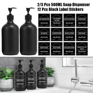2/3 Stück 500ml Seifenspender Nachfüllbar Leer Lotion Flaschen mit 12 Etiketten - Bild 1 von 26