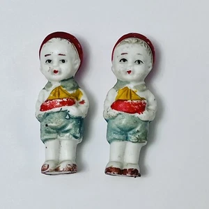 Vintage Japan Bisque Frozen Charlotte Penny Dolls 2.75” Set Boys Sailboats - Picture 1 of 8