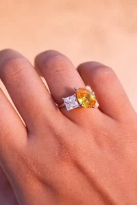 1.00ct Lab Grown Princess Cut Diamond Engagement Ring in 14KT Solid Yellow Gold - Picture 1 of 13