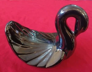 Vintage Black Swan Ceramic Soap Dish Gloss Glaze Retro Bathroom Decor - Picture 1 of 11