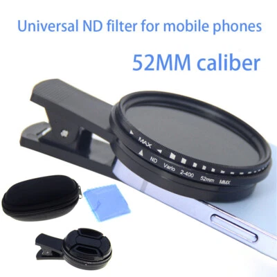 Lens Filter 52mm ND2 To ND400 Lens+Clip+Lens Cover+Bag for Phone Camera Kit - Image 1 of 4