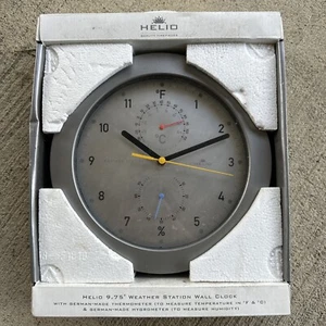 Helio Vintage Wall Clock Round Brushed Aluminum Design Weather Station; NOS - Picture 1 of 8