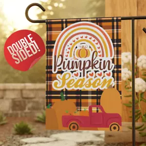 Carina bandiera giardino, stagione zucca, camion rosso a quadretti boho arcobaleno, regalo mamma per lei - Foto 1 di 13