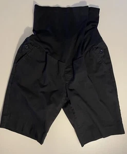 MOTHERHOOD MATERNITY SMALL SHORTS BLACK FULL BELLY STRETCH PANEL POCKETS COTTON - Picture 1 of 6
