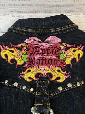 Apple Bottoms Vintage Denim Jacket Y2K Style Studded Embroidered Size XL - Image 1 of 4