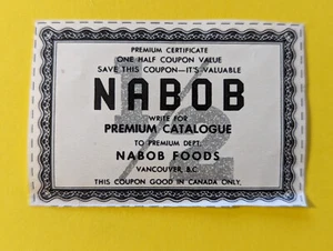 NABOB  PREMIUM CERTIFICATE -  1/2 COUPON Black & White Glossy - No Serial Number - Imagen 1 de 2