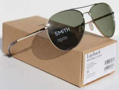 Gafas de sol SMITH OPTICS Layback doradas/grises verdes NUEVAS aviador $139 Foto 1 de 4
