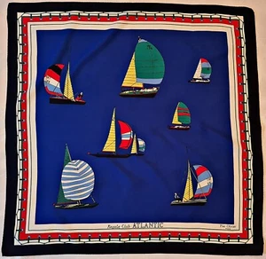 SCHAL VINTAGE PIER OLIVIER PARIS REGATE CLUB ATLANTIC NAUTICAL ART 30" SQUARE - Bild 1 von 5