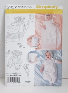 Simplicity #2457 Babies' Christening Sets w/Bonnet & Shoes Sz XXS - M - UNCUT - Picture 1 of 2