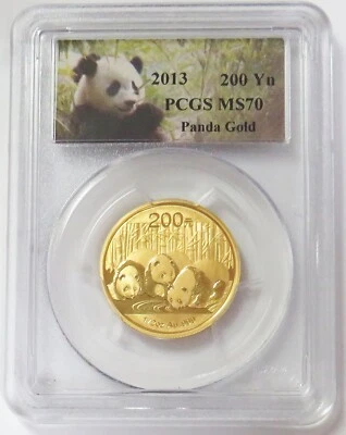 2013 GOLD CHINA PANDA 200 YUAN 1/2 OZ PCGS MINT STATE 70 - Image 1 of 4