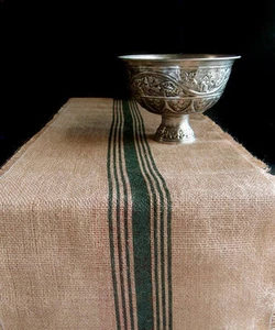 12.5" X 108" Burlap Jute Table Runner with Stripes - Choose Color - Picture 1 of 5