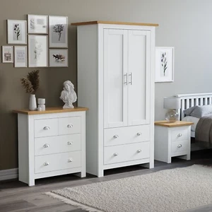 Bedroom Furniture Set Chest of Drawer Wardrobe Bedside Cabinet Table 3 Piece - Picture 1 of 42