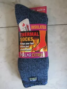 NWT Polar Extreme Insulated Thermal Blue Marl Socks Crew Acrylic/Poly Women 9-11 - Picture 1 of 4