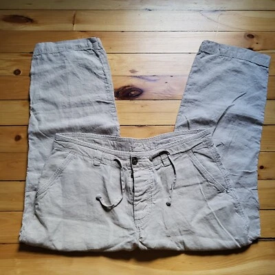 Pantalones Murano Baird Mcnutt 37/28 Beige Lino Botón Mosca Playa Costa Relajado Foto 1 de 4